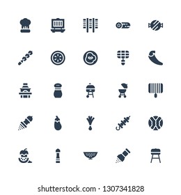 pepper icon set. Collection of 25 filled pepper icons included Barbecue, Pepper, Colander, Cabbage, Skewer, Leek, Aubergine, Grill, Salt, Chili, Cucumber, Barbecue grill, Cooking
