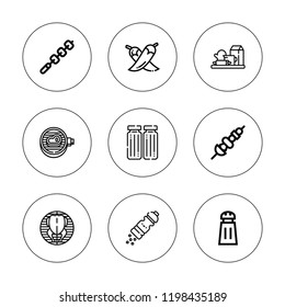 Pepper icon set. collection of 9 outline pepper icons with barbecue, chili, condiment, grill, kitchenware, pepper, salt icons. editable icons.