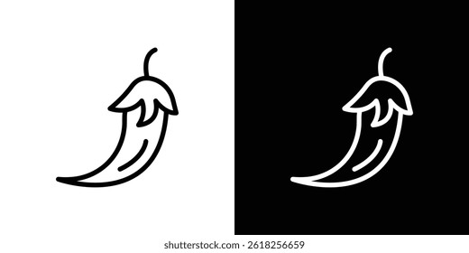 Pepper icon shape graphic simple plain clipart symbol. thin line outline art