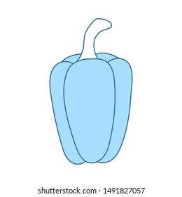 Pepper Icon. Thin Line With Blue Fill Design. Vector Illustration.