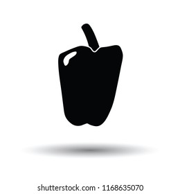 Pepper icon. White background with shadow design. Vector illustration.