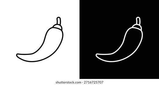 Ícones de pimenta vetor preto e branco, conjunto de ícones de linha.