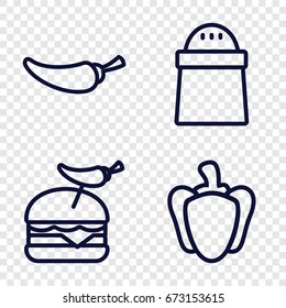 Pepper icons set. set of 4 pepper outline icons such as