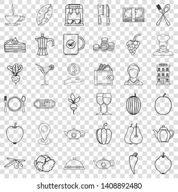 Pepper icons set. Outline style of 36 pepper vector icons for web for any design