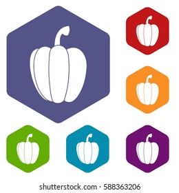 Pepper icons set rhombus in different colors isolated on white background