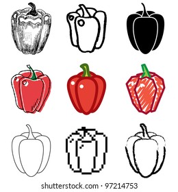 pepper icons vector set