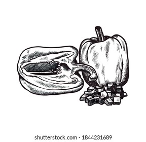 Ilustración de Pepper en vector de líneas negras