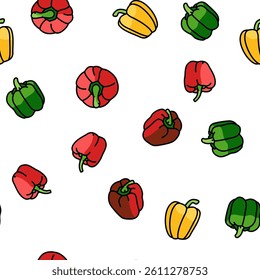 pepper ingredient food organic vector seamless pattern thin line illustration
