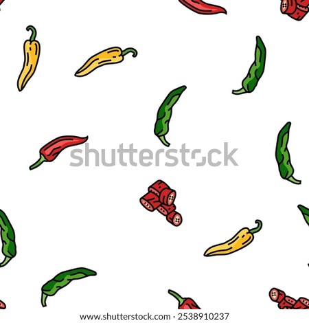 pepper ingredient food organic vector seamless pattern thin line illustration