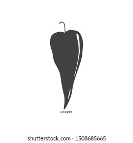 pepper isolated, gray color, flat design, vector