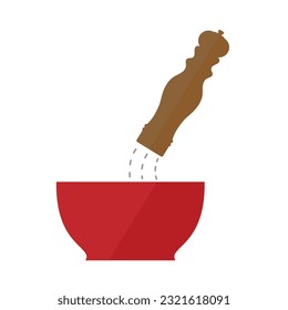 Pepper Mill (Pepper grinder). Cooking and spice. Vector flat outline icon illustration isolated on white background.