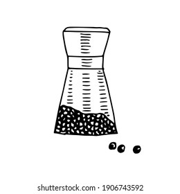 Pepper mill, vector illustration, hand drawing, sketch
