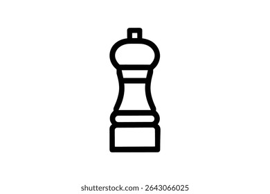 Pepper Mill Vector Line Art Illustration for Culinary Designs and Restaurant Promotion