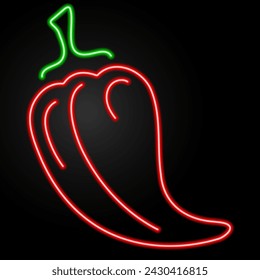 pepper neon sign, modern glowing banner design, colorful modern design trend on black background. Vector illustration.