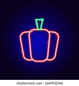 Pepper Neon Sign. Vector Illustration of Vegetable Promotion.