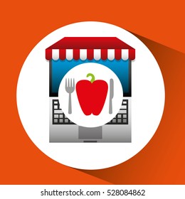 pepper online shopping app vector illustration eps 10