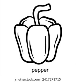 Pepper Outline Design - For Children Coloring Pages