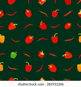 Pepper pattern on colored background, Vector wallpaper