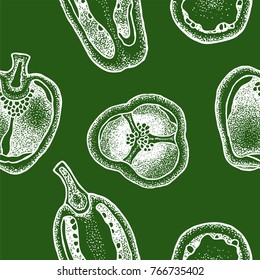 pepper pattern on green background