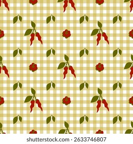pepper pattern seamless checkered red green vegetable food nature
