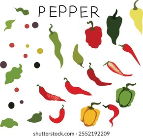 pepper pattern pepper set vector illustration. Good for banner, poster, greeting card, party card, invitation, template, advertising, campaign, and social media.