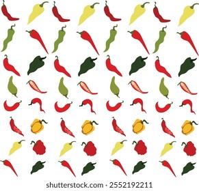 pepper pattern pepper set vector illustration. Good for banner, poster, greeting card, party card, invitation, template, advertising, campaign, and social media.