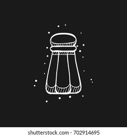 Pepper pot icon in doodle sketch lines. Restaurant table dinner pickle shaker