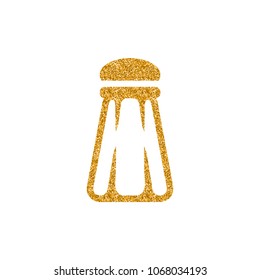 Pepper pot icon in gold glitter texture. Sparkle luxury style vector illustration.