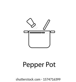 Pepper pot icon in thick outline style. Black and white monochrome vector illustration. Pepper creative icon. Simple element illustration. Pepper Pot concept symbol design from meal collection.