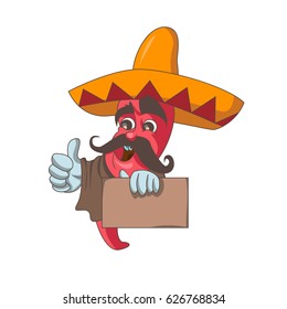 pepper red cartoon with banner