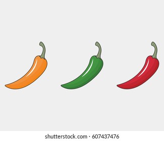pepper - red, yellow, green vector