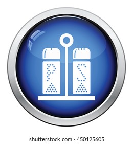 Pepper and salt icon. Glossy button design. Vector illustration.