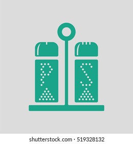 Pepper and salt icon. Gray background with green. Vector illustration.
