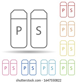 Pepper and salt in multi color style icon. Simple thin line, outline vector of food icons for ui and ux, website or mobile application
