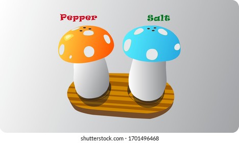 Pepper and Salt in mushroom shape container. 