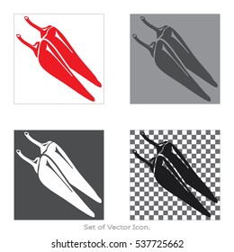 Pepper Set icon with four Color Variations of flat style. Vector illustration.