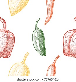 pepper set on white background