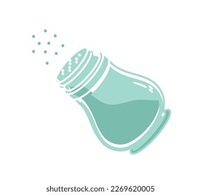 Pepper shaker concept. Kitchen utensils for storing spices and adding to dishes. Cafe or restaurant logotype. Cooking and preparation of food. Cartoon flat vector illustration