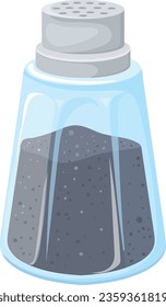 Pepper shaker. Glass condiment container cartoon icon isolated on white background