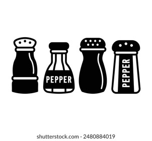 pepper shaker icons symbol vector design black white color illustration collection set