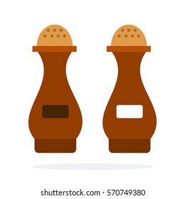 Pepper shaker and Salt shaker vector flat material design object. Isolated illustration on white background.