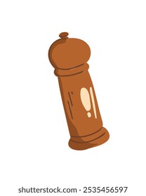 pepper shaker with soft rounded shapes and simple details, vector illustration in children's cartoon style for books and kitchen decorations