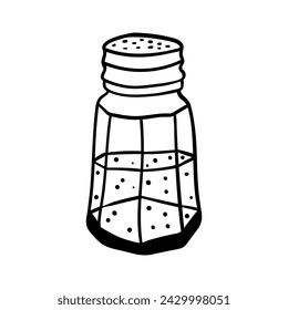 Pepper shaker vector icon in doodle style. Symbol in simple design. Cartoon object hand drawn isolated on white background.