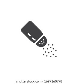 Pepper shaker vector icon. filled flat sign for mobile concept and web design. Condiment, salt grinder glyph icon. Symbol, logo illustration. Vector graphics