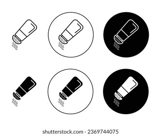 Pepper shaker vector icon set in black color. Suitable for apps and website UI designs