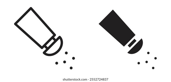 Pepper shaker vector icon set black filled and outlined style.