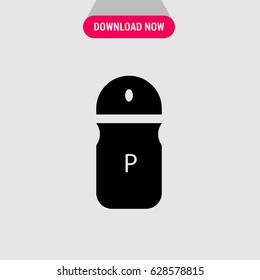 Pepper Shaker Vector Icon, The symbol of papper container. Simple, modern flat vector illustration for mobile app, website or desktop app 