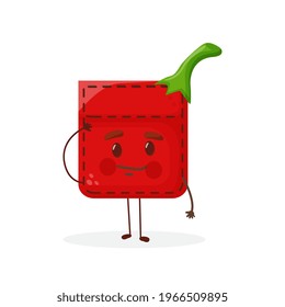 Pepper shaped patch pocket. Character pocket pepper. Cartoon style. Isolated on white background. Design element.