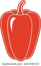 Pepper Silhouette Line Art Vector Illustration On White Background
