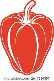 Pepper Silhouette Line Art Vector Illustration On White Background